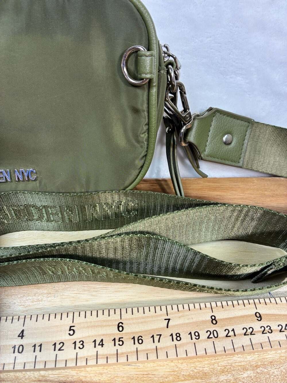 Madden NYC Olive Green Nylon Crossbody Bag With Detachable Coin Pouch - Picture 5 of 8